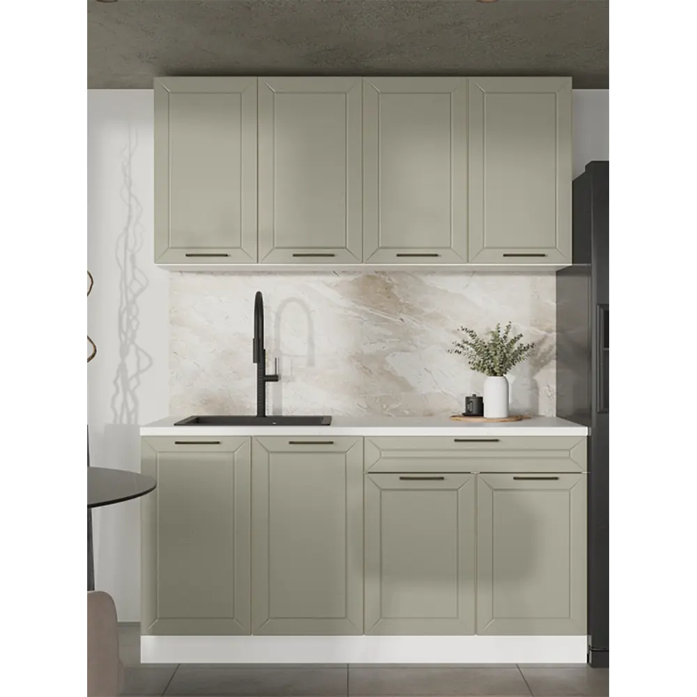 Фото Кухонный гарнитур Даллас Mebiplex Ут-00156840 160x217.8x60 см ЛДСП цвет серо-зеленый Фото Кухонный гарнитур Даллас Mebiplex Ут-00156840 160x217.8x60 см ЛДСП цвет серо-зеленый