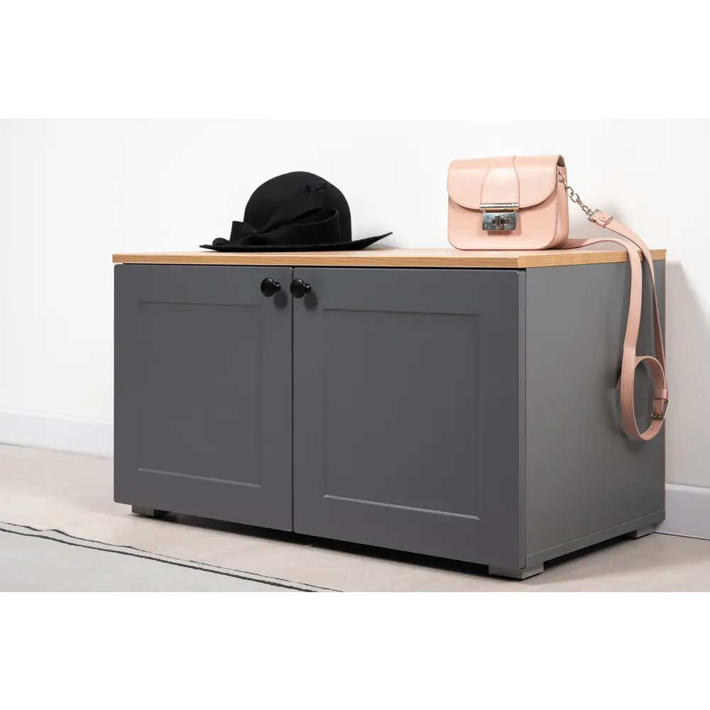 Фото 6 Обувница Mobi Остин 13.257 80x44x42 см 2 полки ЛДСП цвет серый графит/дуб крафт золотой Фото 6 Обувница Mobi Остин 13.257 80x44x42 см 2 полки ЛДСП цвет серый графит/дуб крафт золотой