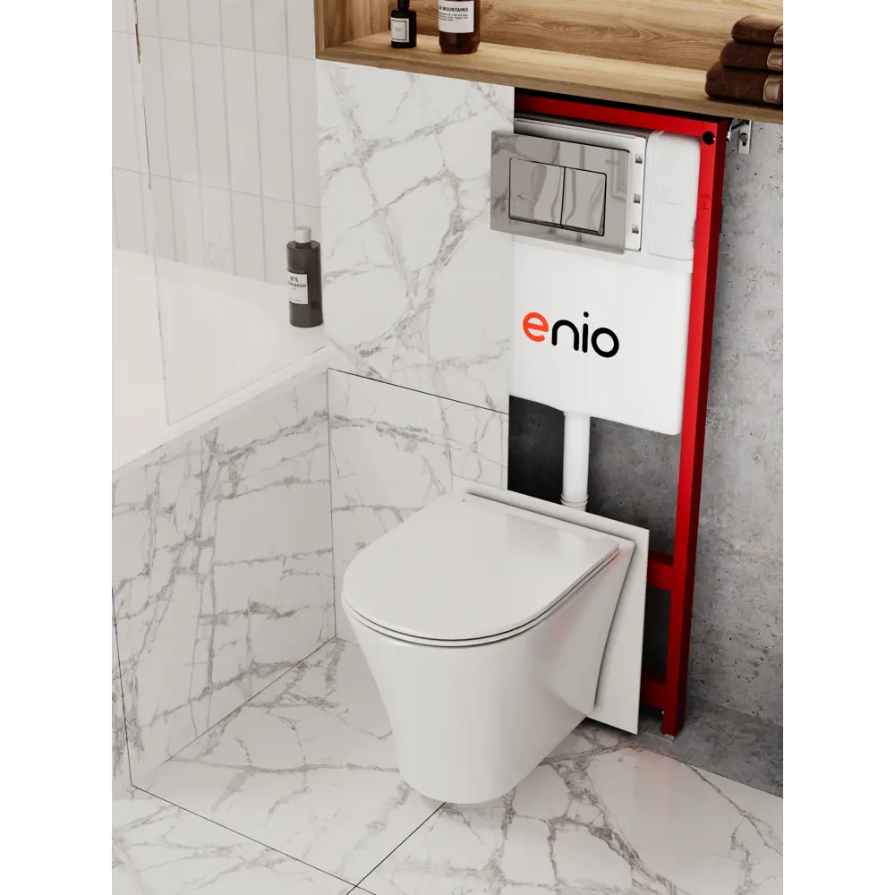 Фото Комплект 3 в 1 инсталляция Enio Profi EN7050050 693398 унитаз подвесной Enio Neo и кнопка хром Pulsante Фото Комплект 3 в 1 инсталляция Enio Profi EN7050050 693398 унитаз подвесной Enio Neo и кнопка хром Pulsante