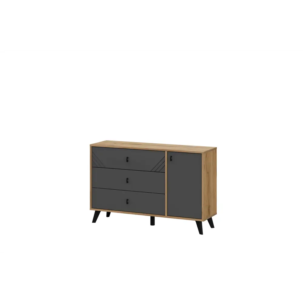 Фото 3 Комод Sv-мебель Байкал 3 ящика 114х33.1х73.2 см ЛДСП цвет дуб золотой/графит Фото 3 Комод Sv-мебель Байкал 3 ящика 114х33.1х73.2 см ЛДСП цвет дуб золотой/графит