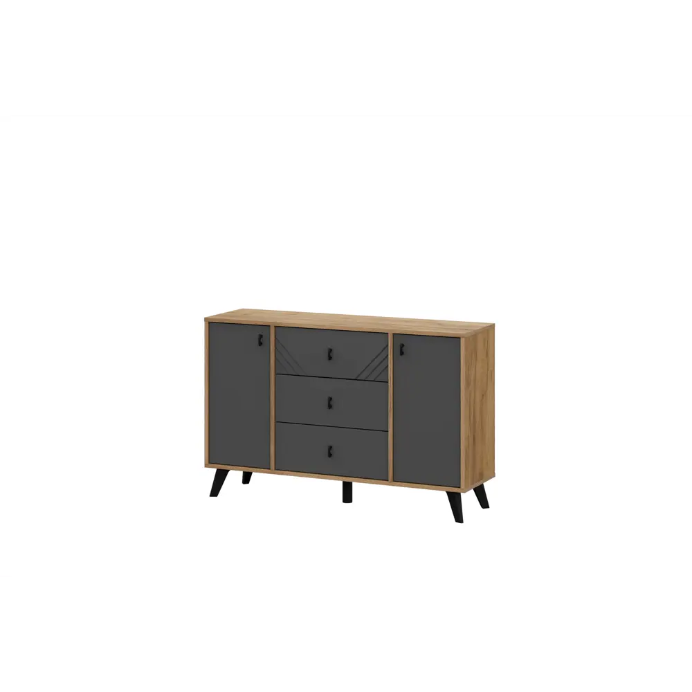 Фото 2 Комод Sv-мебель Байкал 4 ящика 114х33.1х73.2 см ЛДСП цвет дуб золотой/графит Фото 2 Комод Sv-мебель Байкал 4 ящика 114х33.1х73.2 см ЛДСП цвет дуб золотой/графит