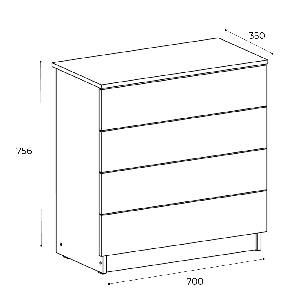 Фото 3 Комод Sv-мебель Денвер 4 ящика 80.1х39х97.8 см ЛДСП цвет белый Фото 3 Комод Sv-мебель Денвер 4 ящика 80.1х39х97.8 см ЛДСП цвет белый