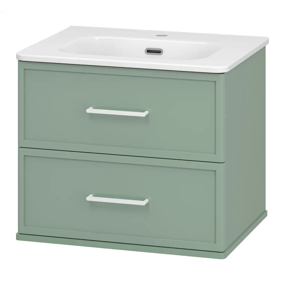 Фото 5 Тумба под раковину подвесная Brevita УТ000026837 60см цвет зеленый, с раковиной