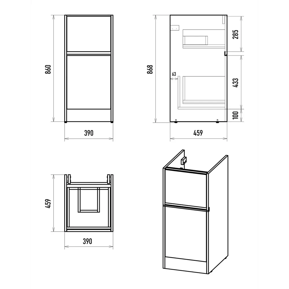 Фото 12 Тумба под раковину напольная Misty УТ000026850 39см цвет белый