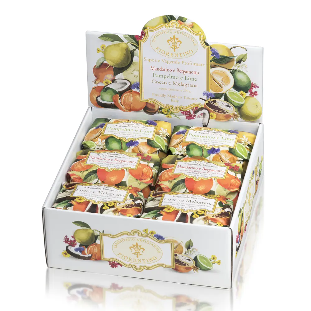 Фото 4 Твердое мыло Saponificio Artigianale SAF ассорти мандарин и бергамот грейпфрут и лайм кокос и гранат 12х200гр