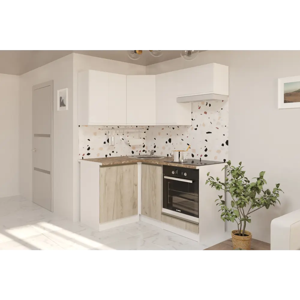 Фото 2 Кухонный гарнитур Мега прайм/антика Герда Антика мега прайм 160x212x60 см ЛДСП цвет белый глянец