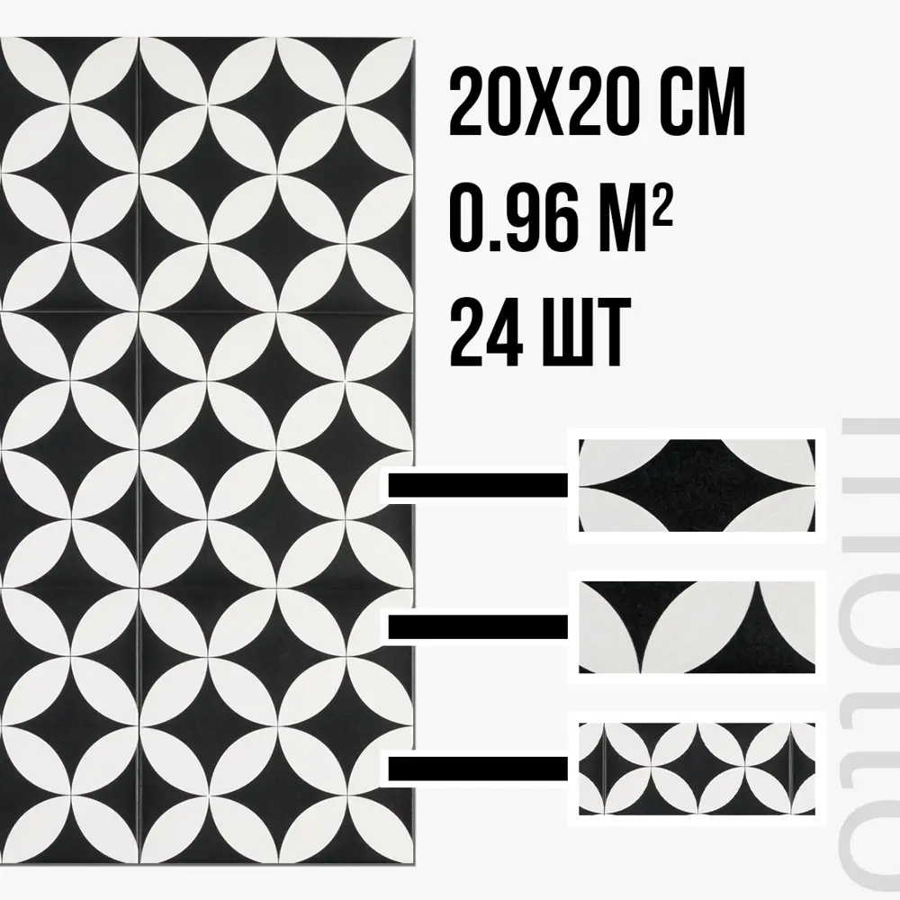 Фото Керамогранит Motto Levels N100072 20x20см цвет черный