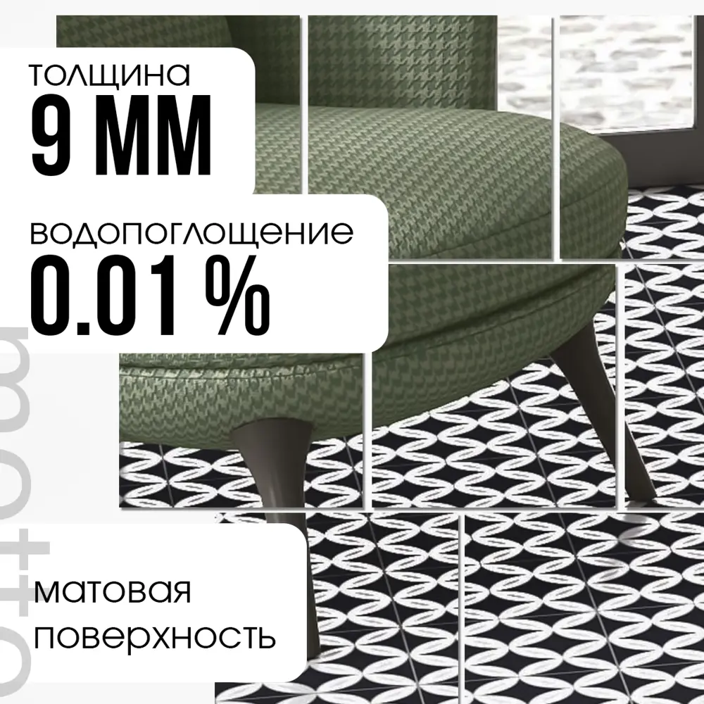 Фото 2 Керамогранит Motto Levels N100072 20x20см цвет черный