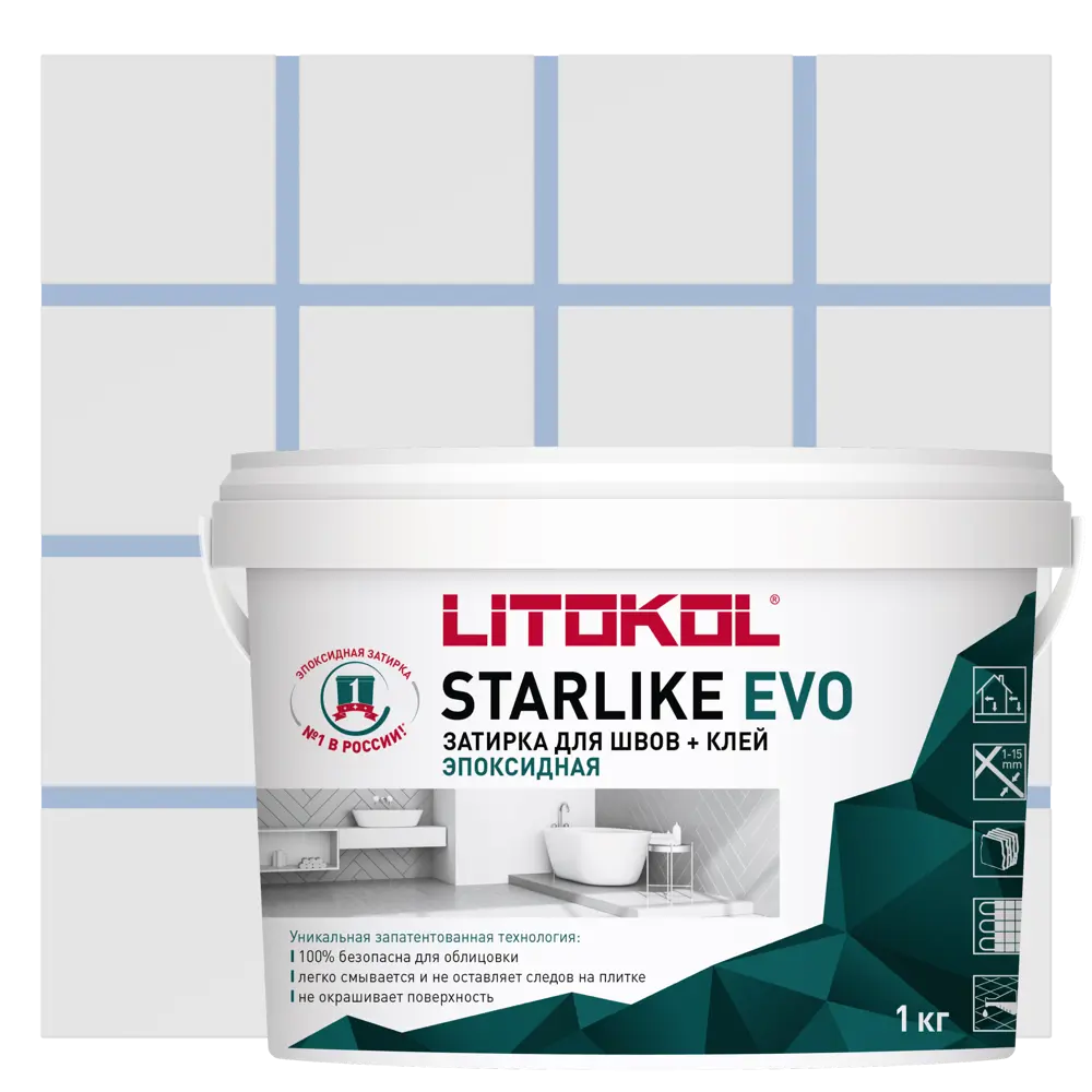 Фото Затирка эпоксидная Litokol Starlike Evo S.310 цвет пыльно-синий 1 кг Фото Затирка эпоксидная Litokol Starlike Evo S.310 цвет пыльно-синий 1 кг
