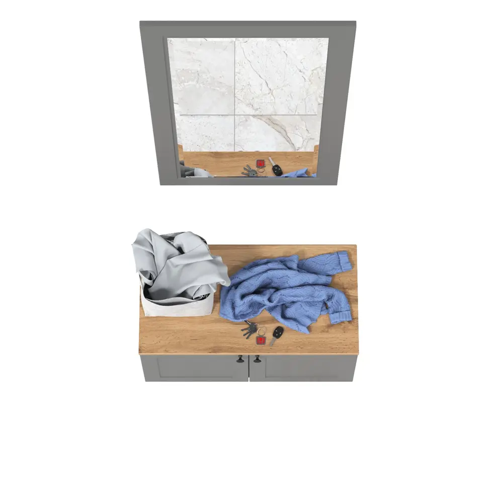 Фото 3 Комплект мебели для прихожей Mobi Остин 13.257+17.03-гз 80x210x42 см ЛДСП цвет серый графит/дуб крафт золотой Фото 3 Комплект мебели для прихожей Mobi Остин 13.257+17.03-гз 80x210x42 см ЛДСП цвет серый графит/дуб крафт золотой