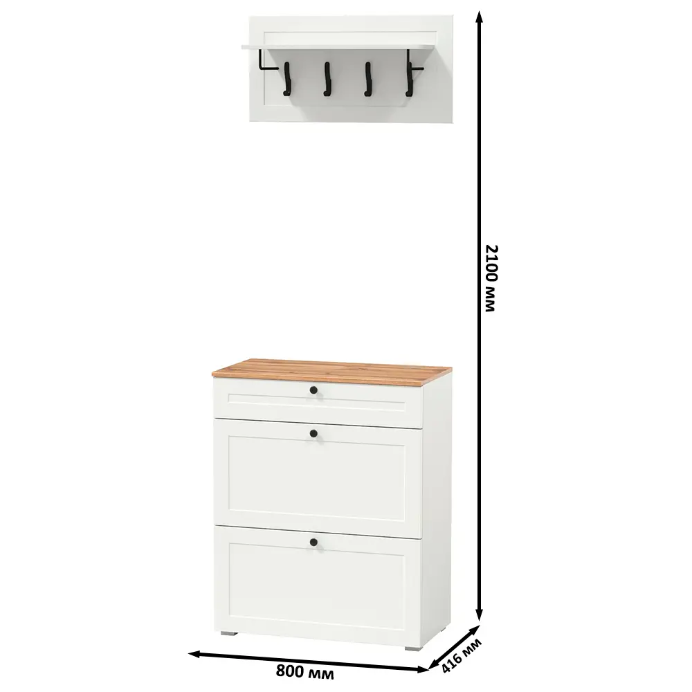 Фото 5 Комплект мебели для прихожей Mobi Остин 16.121+15.12-бз 80x210x42 см ЛДСП цвет белый шагрень/дуб крафт золотой Фото 5 Комплект мебели для прихожей Mobi Остин 16.121+15.12-бз 80x210x42 см ЛДСП цвет белый шагрень/дуб крафт золотой