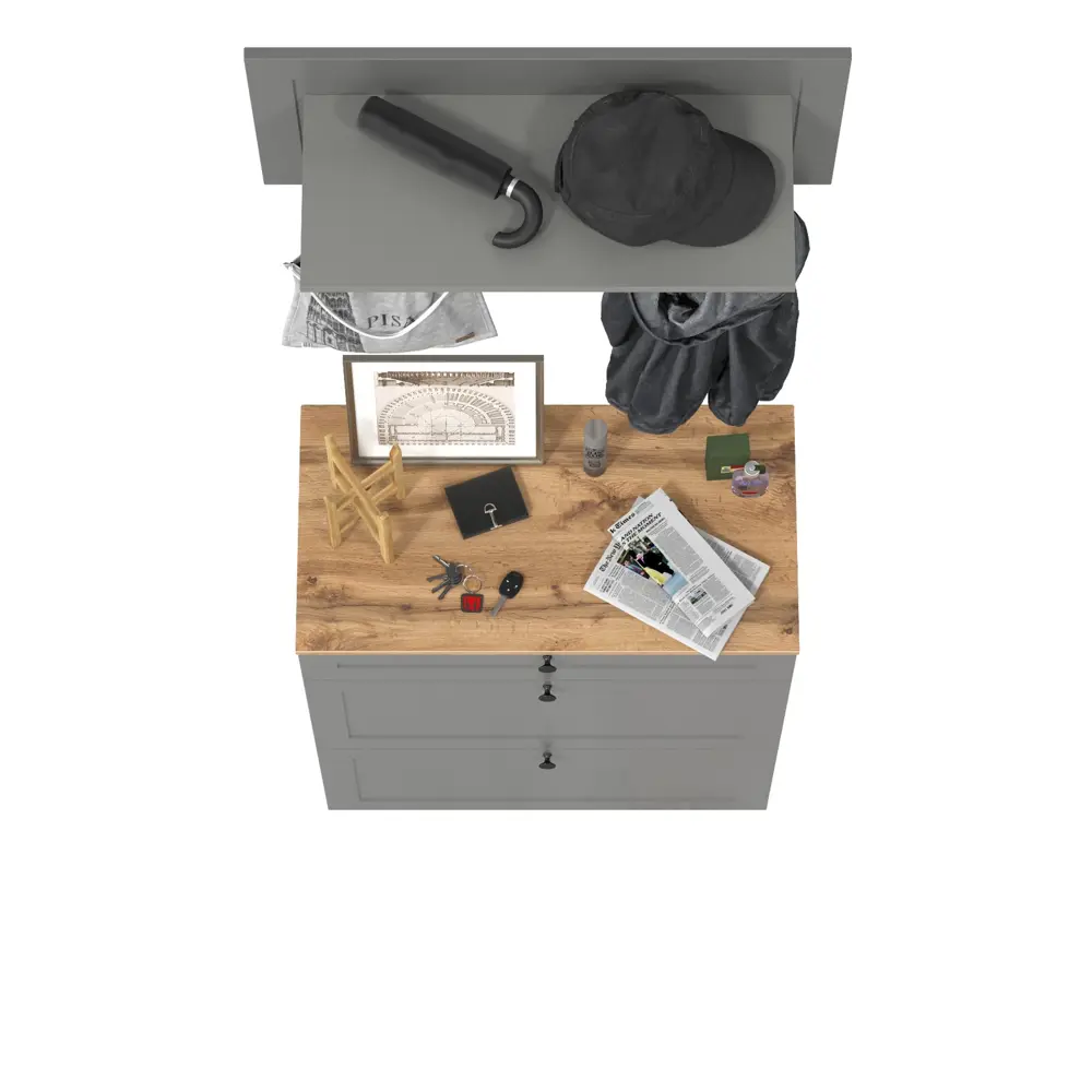 Фото 3 Комплект мебели для прихожей Mobi Остин 16.121+15.12-гз 80x210x42 см ЛДСП цвет серый графит/дуб крафт золотой Фото 3 Комплект мебели для прихожей Mobi Остин 16.121+15.12-гз 80x210x42 см ЛДСП цвет серый графит/дуб крафт золотой