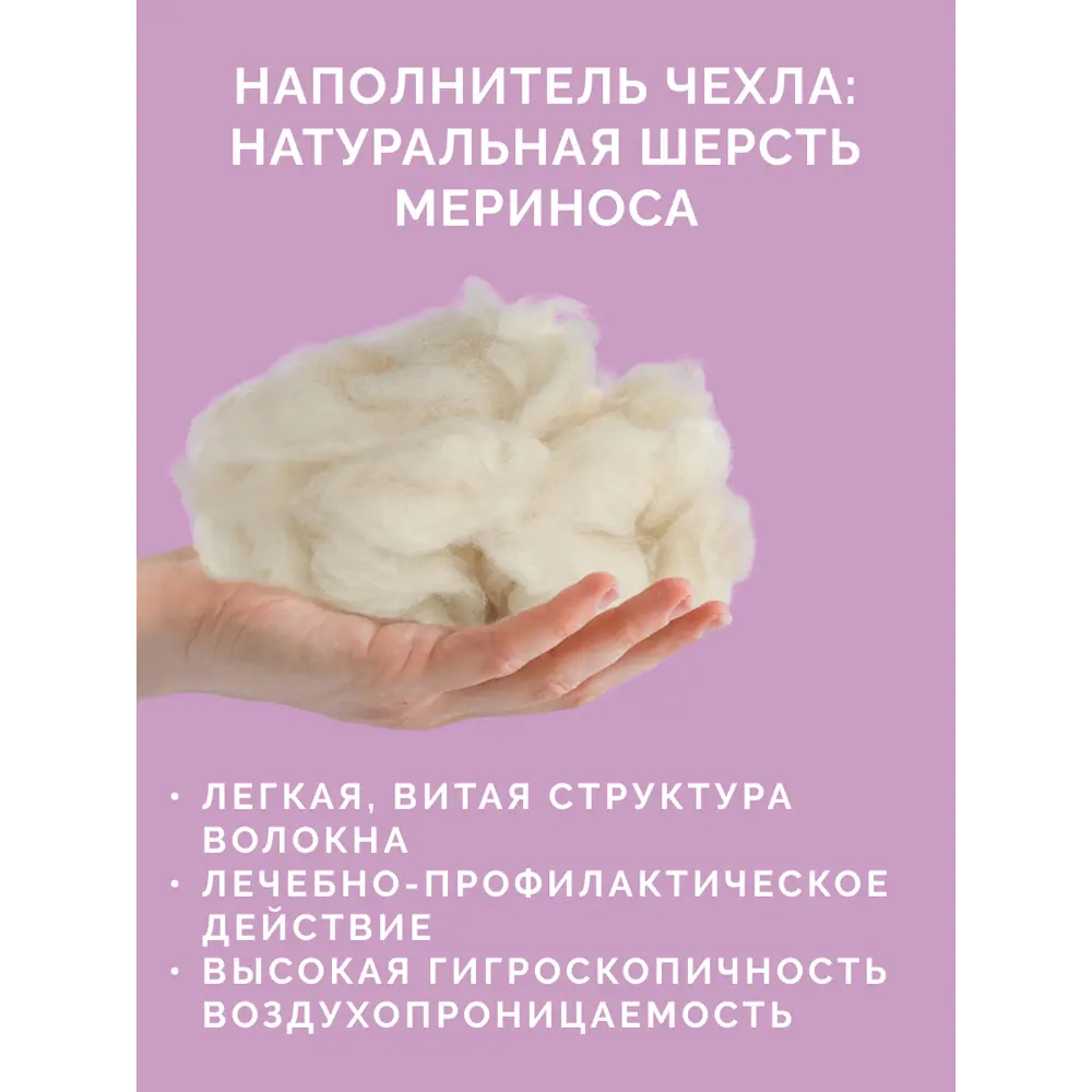 Фото 3 Одеяло Ecotex Аркадия 200x220 см, натуральная овечья шерсть Фото 3 Одеяло Ecotex Аркадия 200x220 см, натуральная овечья шерсть