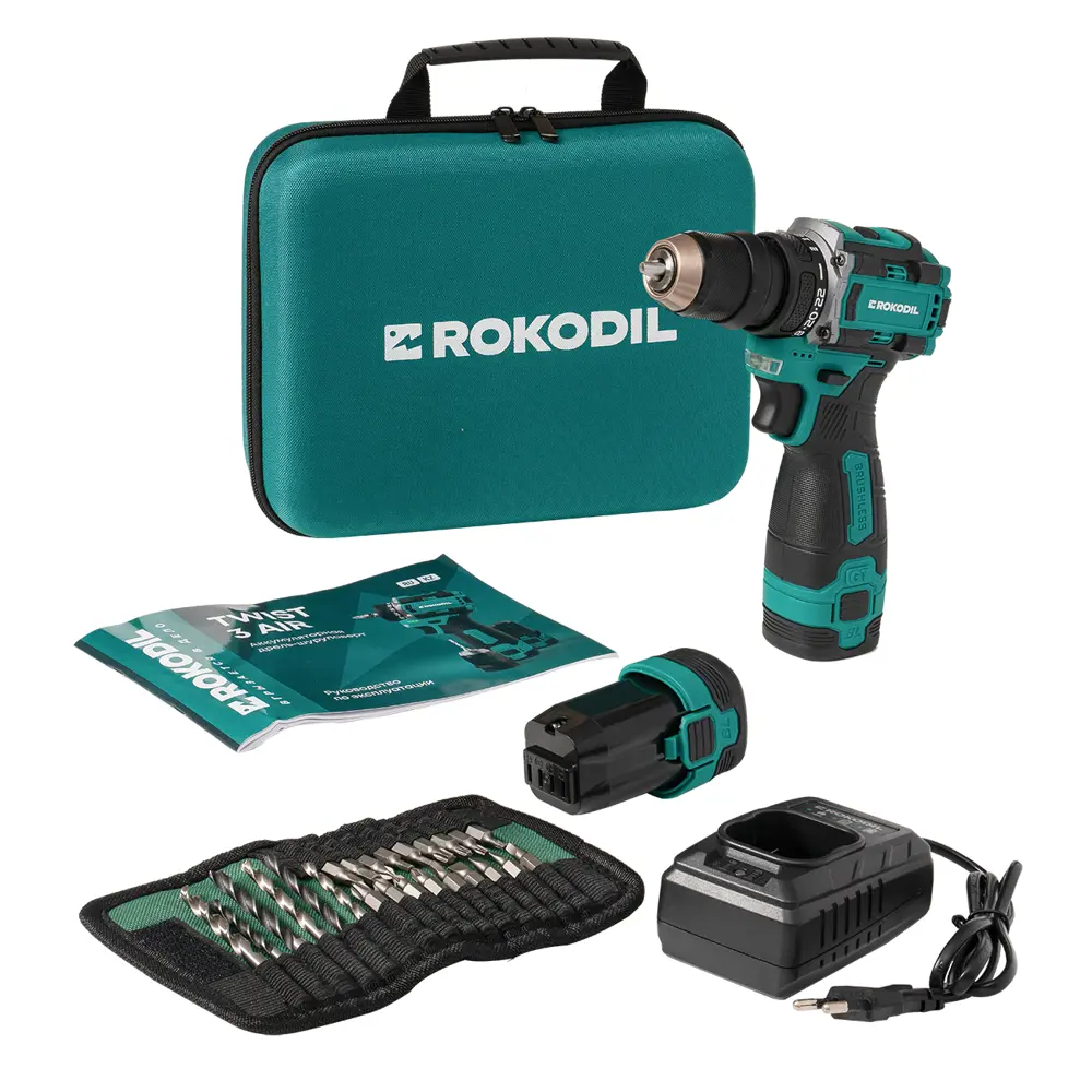 Фото 8 Дрель-шуруповерт аккумуляторная бесщеточная Rokodil Twist 3 Air, 16 В Li-Ion 2x2 Ач Фото 8 Дрель-шуруповерт аккумуляторная бесщеточная Rokodil Twist 3 Air, 16 В Li-Ion 2x2 Ач