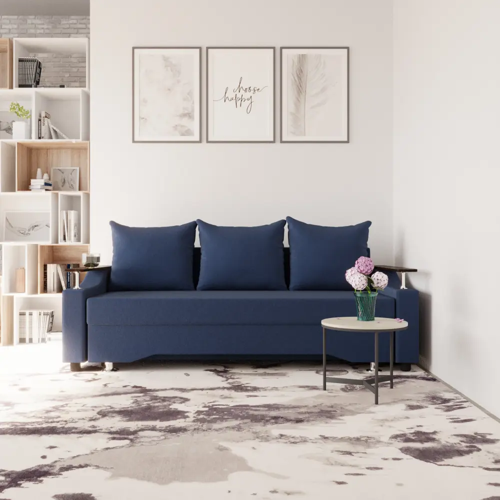 Фото Диван прямой Золотое руно Квадро 1 ППУ Квест-24 92x78x76 см ткань цвет синий Фото Диван прямой Золотое руно Квадро 1 ППУ Квест-24 92x78x76 см ткань цвет синий