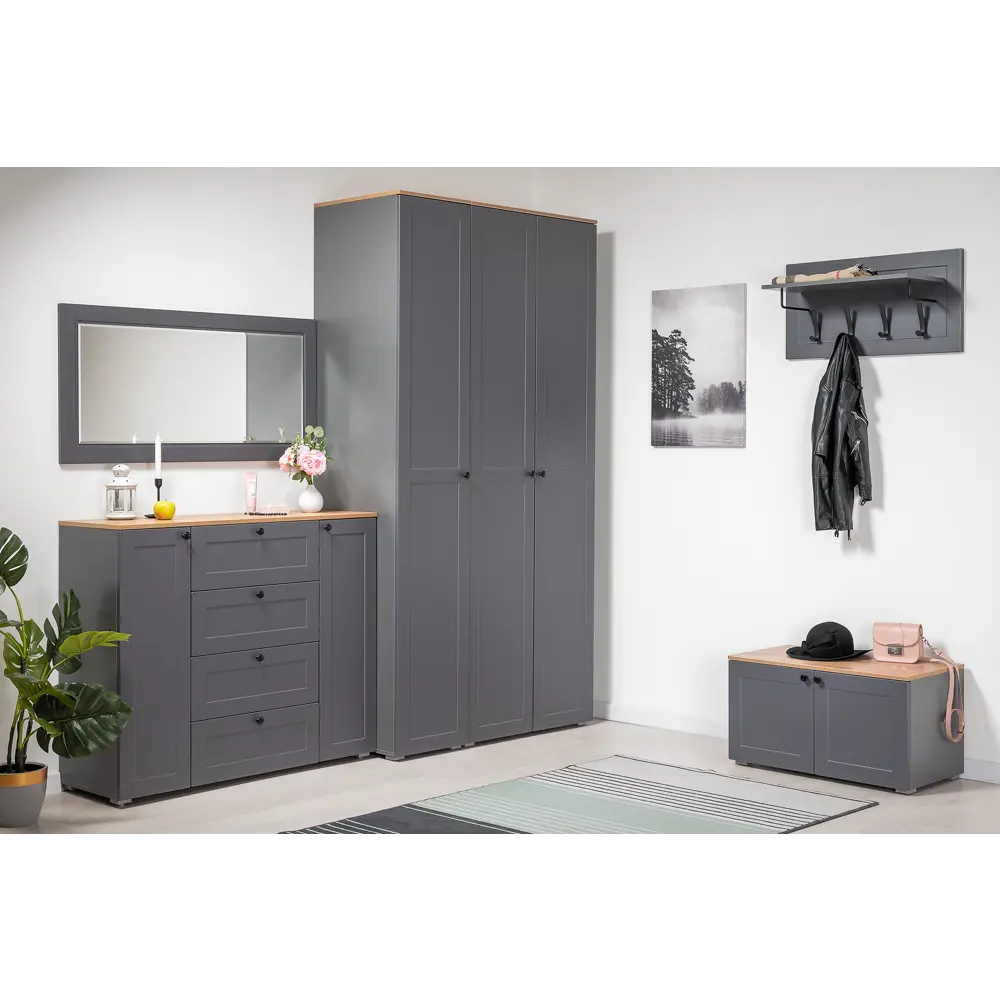 Фото 7 Вешалка настенная Остин 15.12 4 крючка 80x40x30 см цвет серый графит