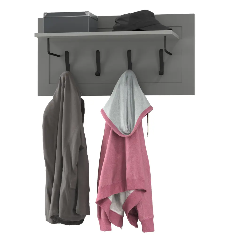 Фото Вешалка настенная Остин 15.12 4 крючка 80x40x30 см цвет серый графит