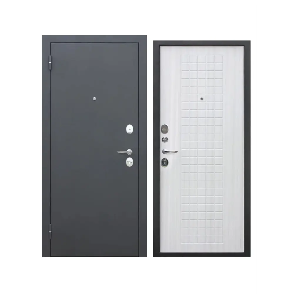 Фото Входная дверь Superlock SL-3 левый 205x96см цвет черный муар/белый ясень Фото Входная дверь Superlock SL-3 левый 205x96см цвет черный муар/белый ясень