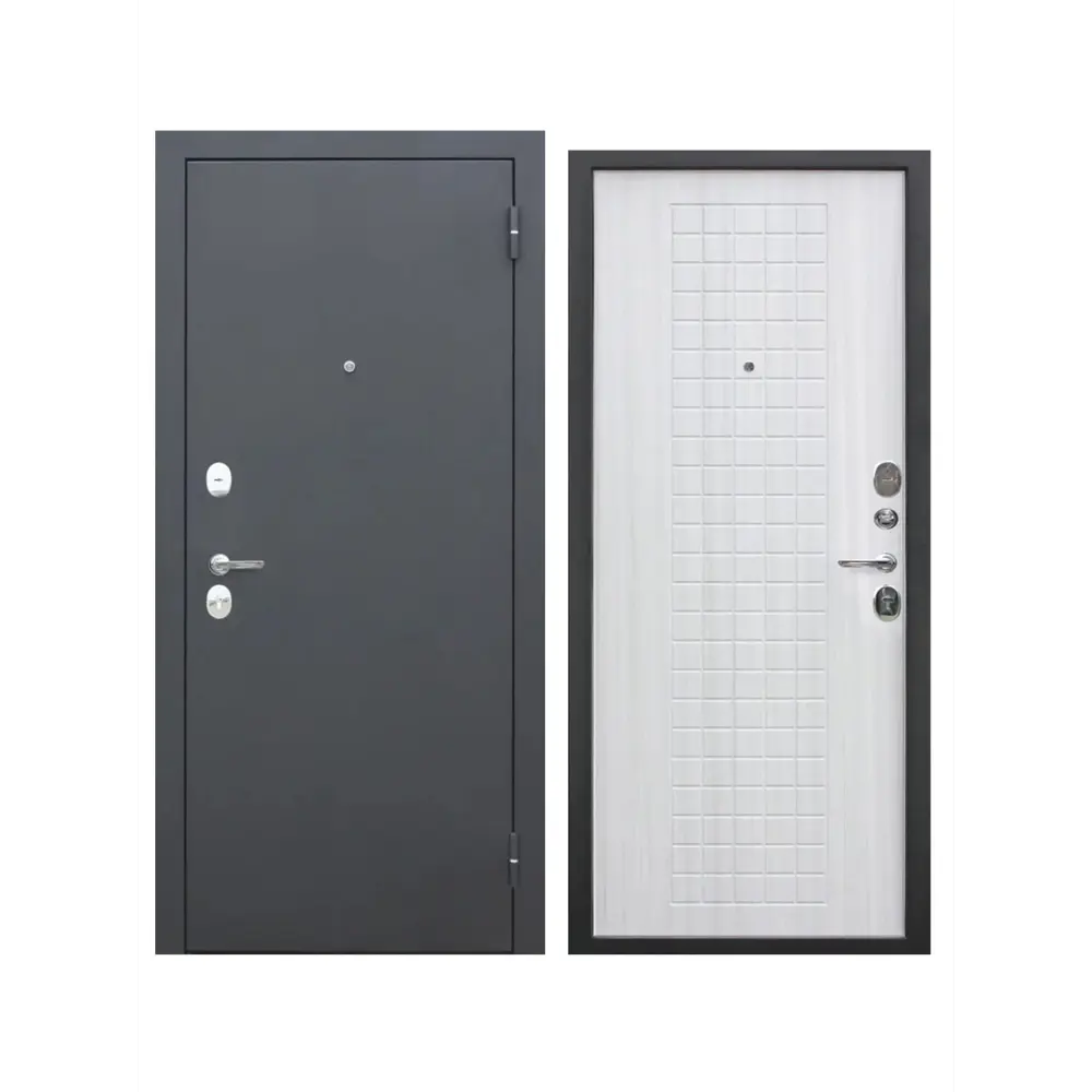 Фото Входная дверь Superlock SL-3 правый 205x96см цвет черный муар/белый ясень Фото Входная дверь Superlock SL-3 правый 205x96см цвет черный муар/белый ясень