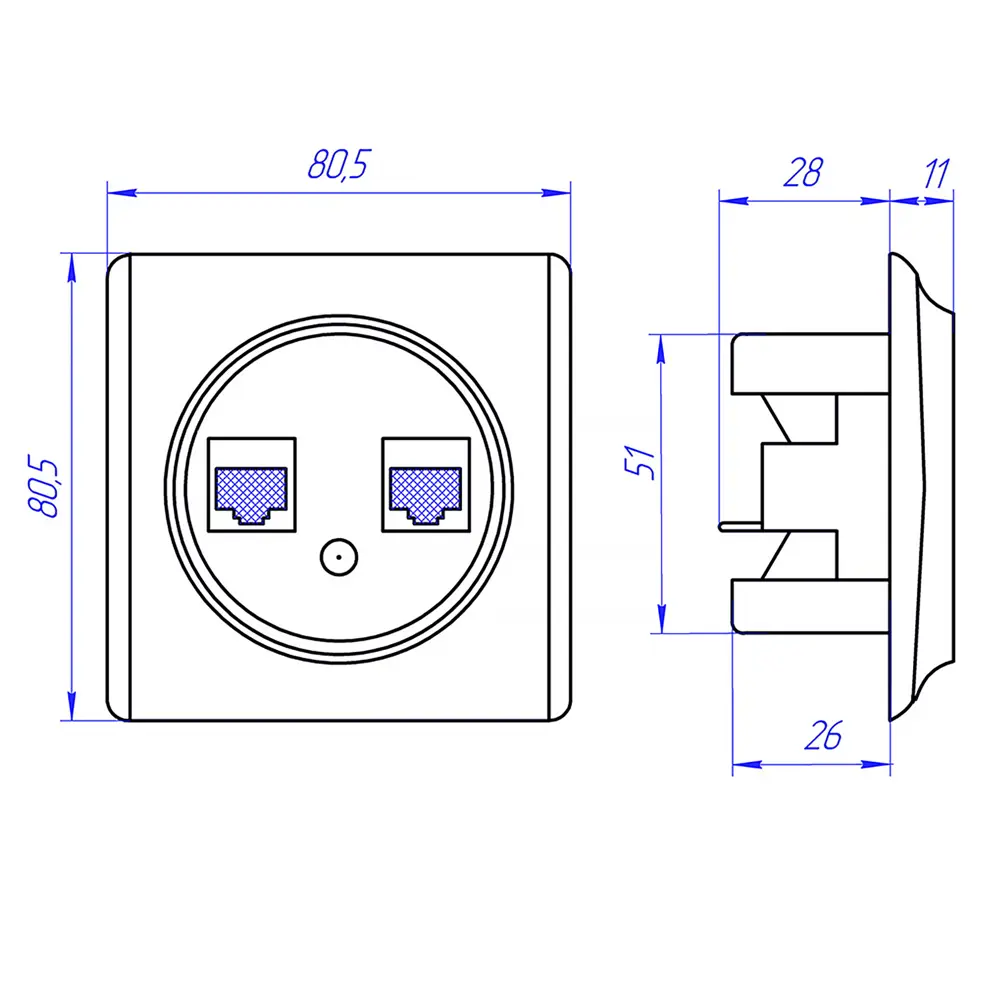 Фото 4 Розетка RJ45 встраиваемая Onekeyelectro Florence 2172839 с заземлением цвет серый