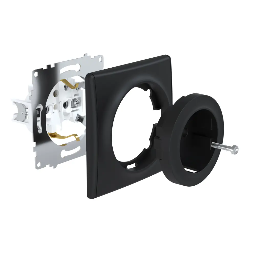 Фото 4 Розетка встраиваемая Onekeyelectro Florence 2172810 с заземлением цвет черный Фото 4 Розетка встраиваемая Onekeyelectro Florence 2172810 с заземлением цвет черный