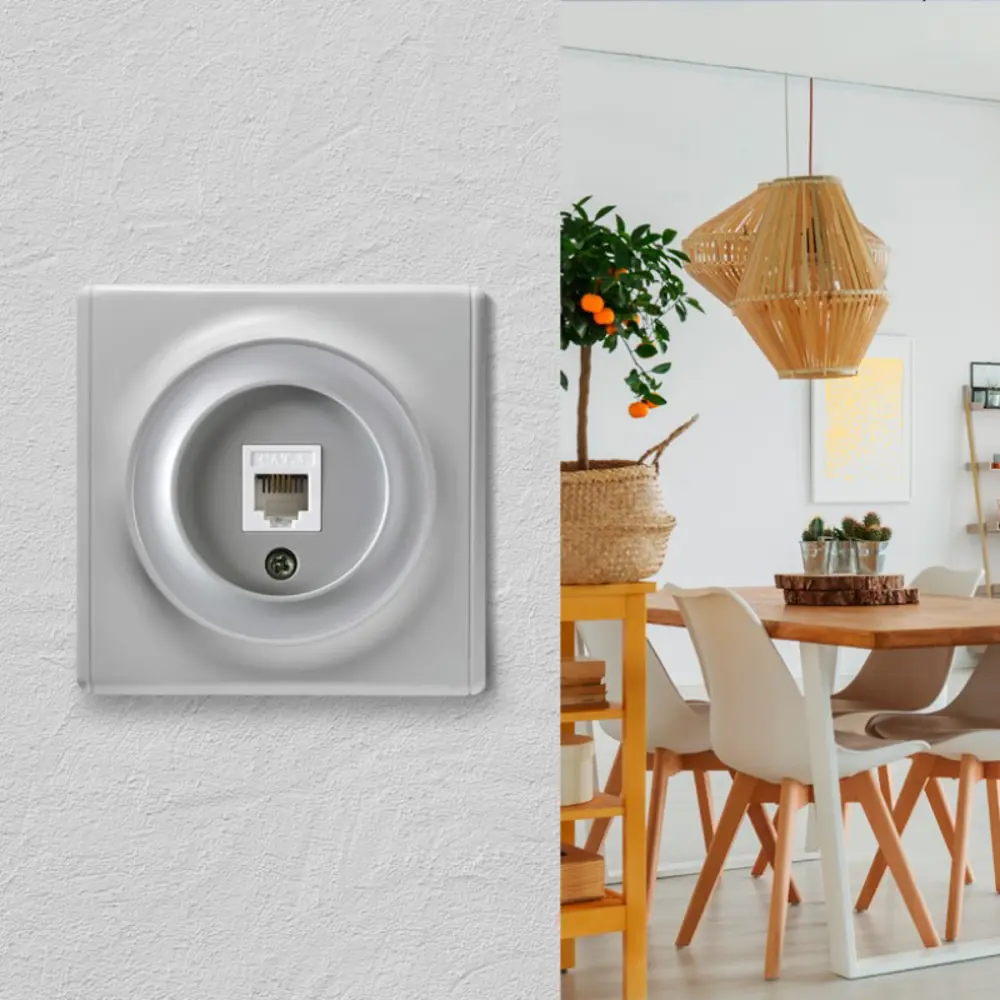 Фото 2 Розетка телефонная встраиваемая Onekeyelectro Florence 2172838 с заземлением цвет серый