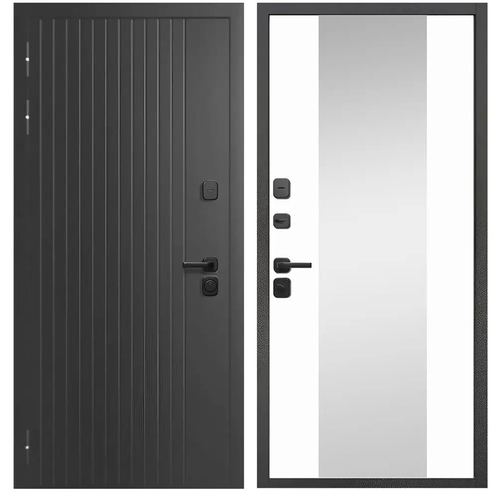 Фото Входная дверь Foreman Ф-15 левый 205x96см цвет графит/белый матовый с зеркалом Фото Входная дверь Foreman Ф-15 левый 205x96см цвет графит/белый матовый с зеркалом