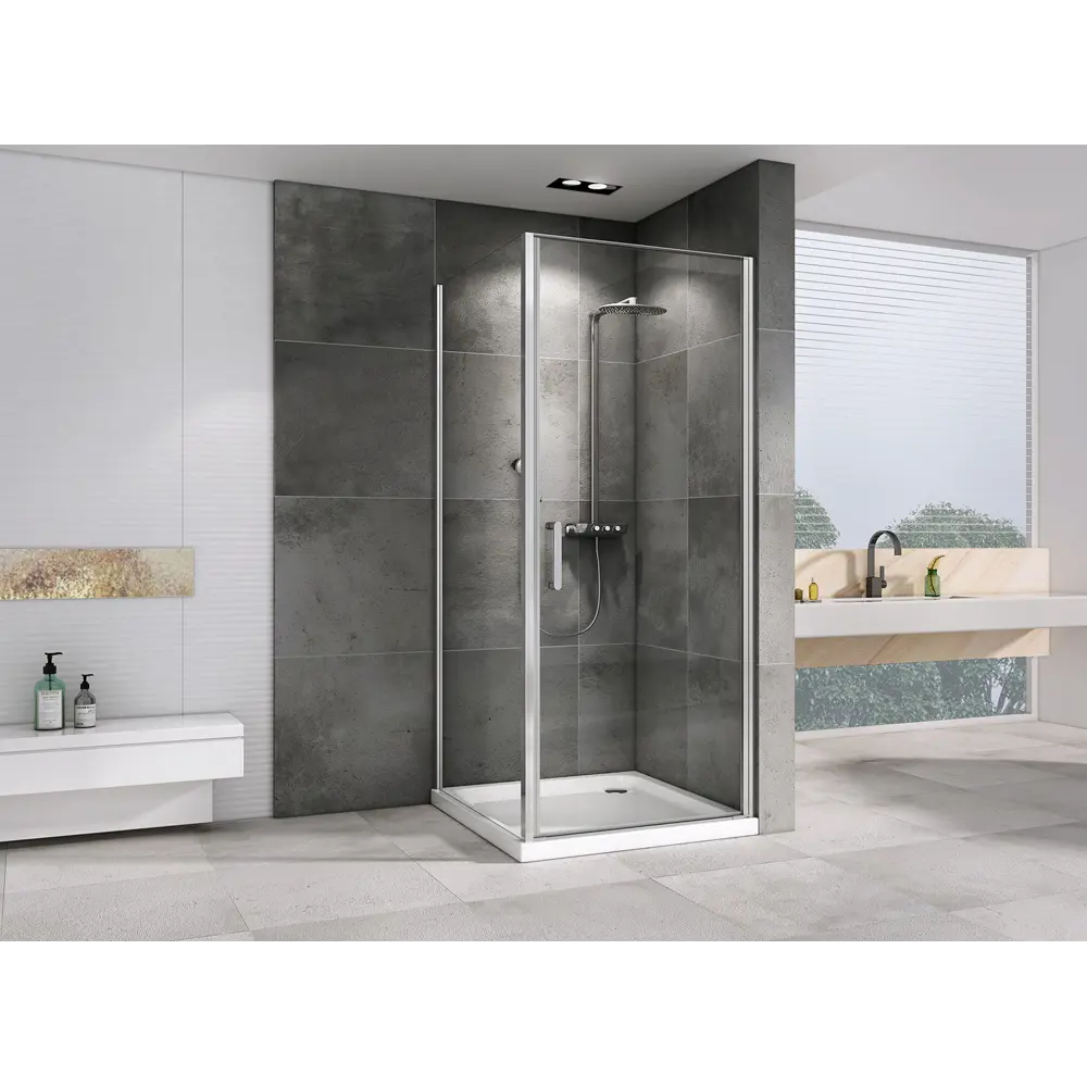 Фото 15 Душевой уголок Abber Sonnenstrand AG04080-S100 прямоугольный 100x80см серебро профиль эффект стекла прозрачный