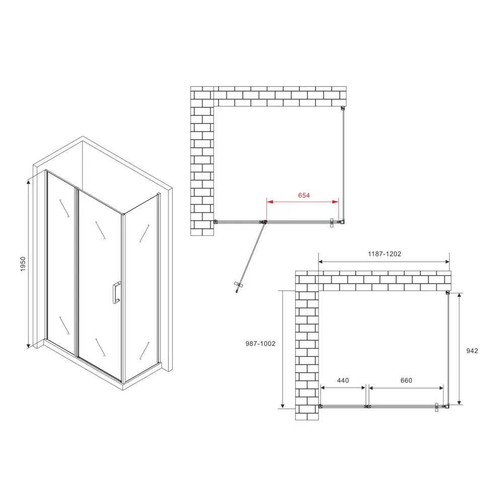 Фото 14 Душевой уголок Abber Sonnenstrand AG04120BS-S100B прямоугольный 100x120см черный профиль эффект стекла прозрачный