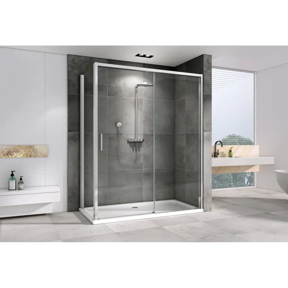 Фото 15 Душевой уголок Abber Komfort AG93150-S102 прямоугольный 100x150см хромированный профиль эффект стекла прозрачный Фото 15 Душевой уголок Abber Komfort AG93150-S102 прямоугольный 100x150см хромированный профиль эффект стекла прозрачный