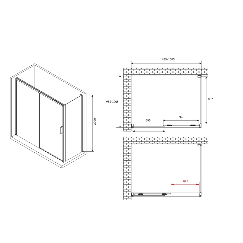 Фото 14 Душевой уголок Abber Komfort AG93150-S102 прямоугольный 100x150см хромированный профиль эффект стекла прозрачный Фото 14 Душевой уголок Abber Komfort AG93150-S102 прямоугольный 100x150см хромированный профиль эффект стекла прозрачный