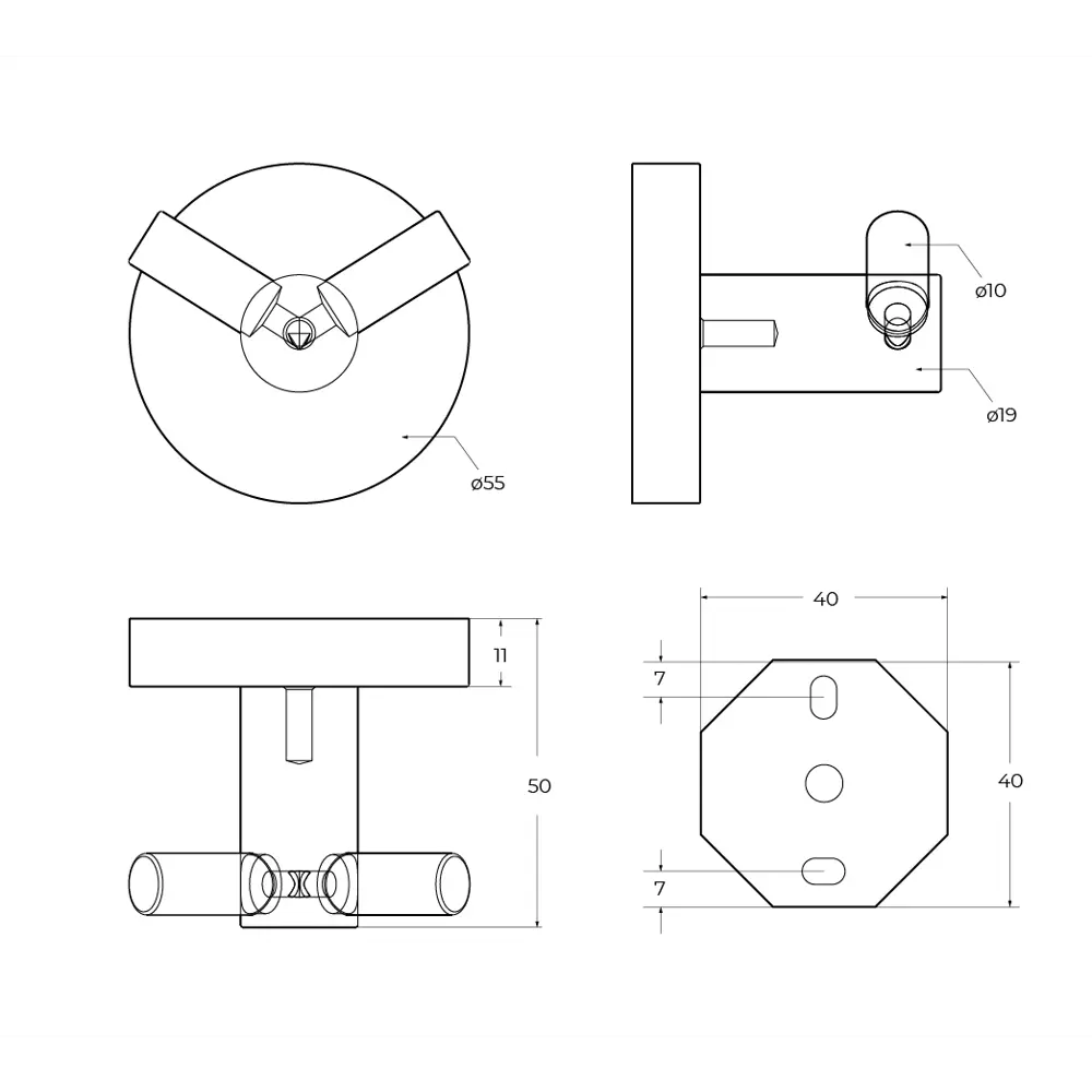 Фото 2 Крючок двуxрожковый Cezares RELAX-HKD-IN цвет сатин Фото 2 Крючок двуxрожковый Cezares RELAX-HKD-IN цвет сатин
