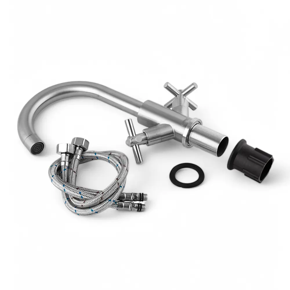 Фото 5 Смеситель для раковины двухвентильный Stemix SUS808-272F цвет сатин Фото 5 Смеситель для раковины двухвентильный Stemix SUS808-272F цвет сатин