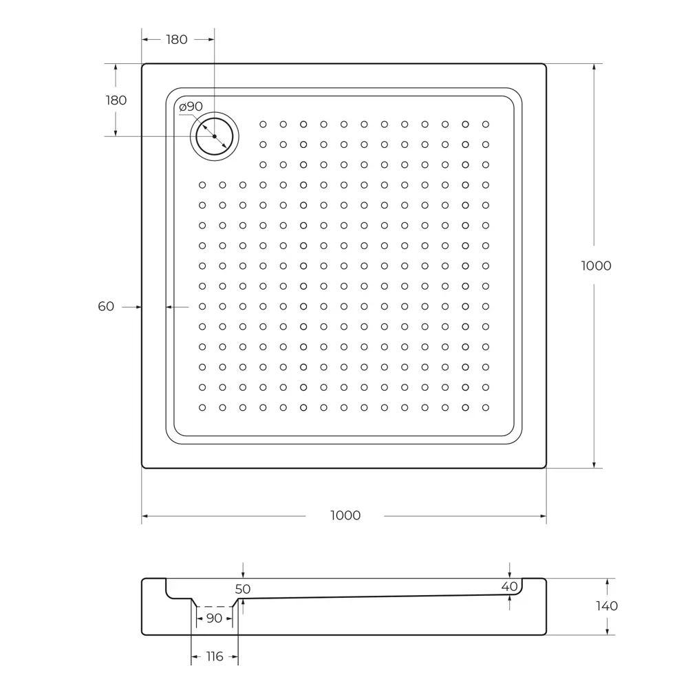 Фото 2 Душевой поддон Cezares TRAY-A-A-100-15-W0 квадрат акрил 100см Фото 2 Душевой поддон Cezares TRAY-A-A-100-15-W0 квадрат акрил 100см