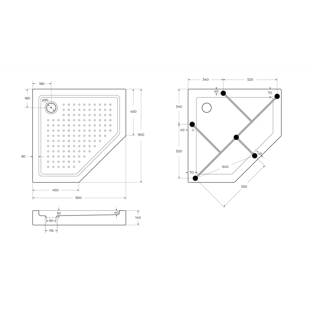 Фото 2 Душевой поддон Cezares TRAY-A-P-90-15-W0 пятиугольный акрил 90x90см Фото 2 Душевой поддон Cezares TRAY-A-P-90-15-W0 пятиугольный акрил 90x90см