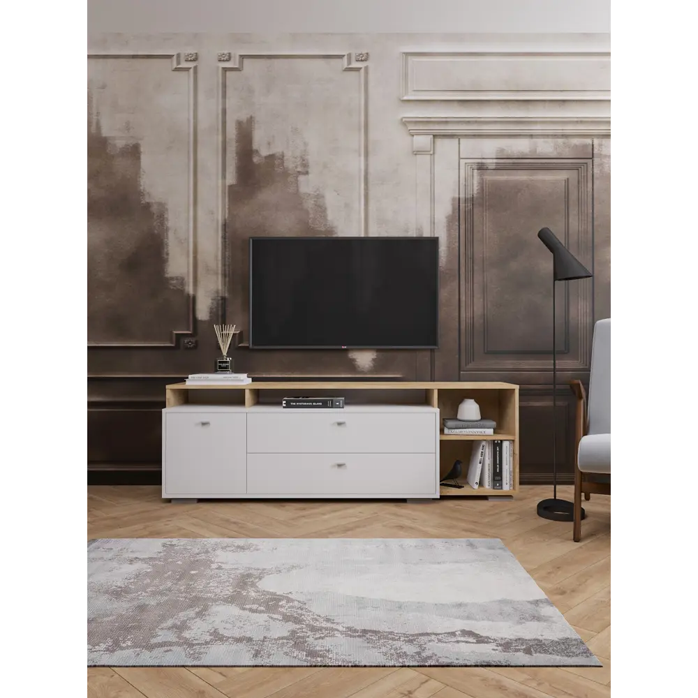 Фото 12 Комод Дсв мебель Ланс 2 ящика 171x43x56.3 см ЛДСП цвет белый/дуб бунратти Фото 12 Комод Дсв мебель Ланс 2 ящика 171x43x56.3 см ЛДСП цвет белый/дуб бунратти