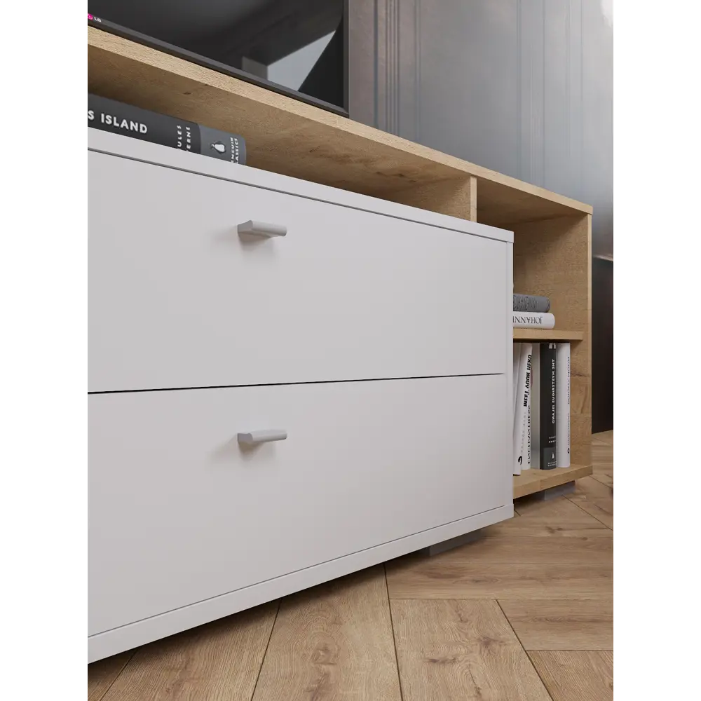 Фото 9 Комод Дсв мебель Ланс 2 ящика 171x43x56.3 см ЛДСП цвет белый/дуб бунратти Фото 9 Комод Дсв мебель Ланс 2 ящика 171x43x56.3 см ЛДСП цвет белый/дуб бунратти