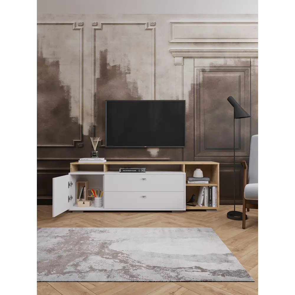 Фото 3 Комод Дсв мебель Ланс 2 ящика 171x43x56.3 см ЛДСП цвет белый/дуб бунратти Фото 3 Комод Дсв мебель Ланс 2 ящика 171x43x56.3 см ЛДСП цвет белый/дуб бунратти