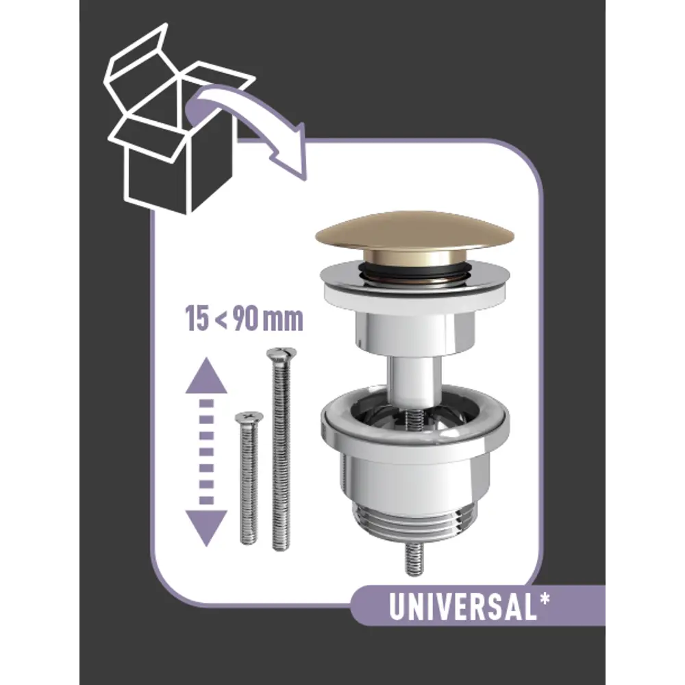 Фото 8 Выпуск для раковины MONLID 40 мм клик-клак с переливом бронза Фото 8 Выпуск для раковины MONLID 40 мм клик-клак с переливом бронза