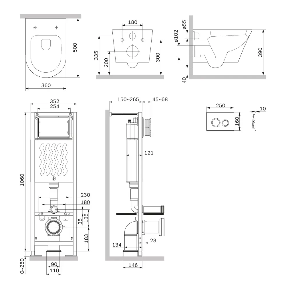 Фото 2 Комплект инсталляция CleanFit IS117138.751701mp с подвесным унитазом Suit с черной клавишей Фото 2 Комплект инсталляция CleanFit IS117138.751701mp с подвесным унитазом Suit с черной клавишей