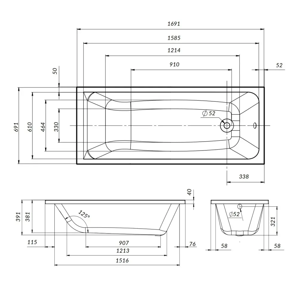Фото 10 Ванна акриловая Am.pm Hit WBHTA-170-070W-A1 170x70 см цвет белый Фото 10 Ванна акриловая Am.pm Hit WBHTA-170-070W-A1 170x70 см цвет белый