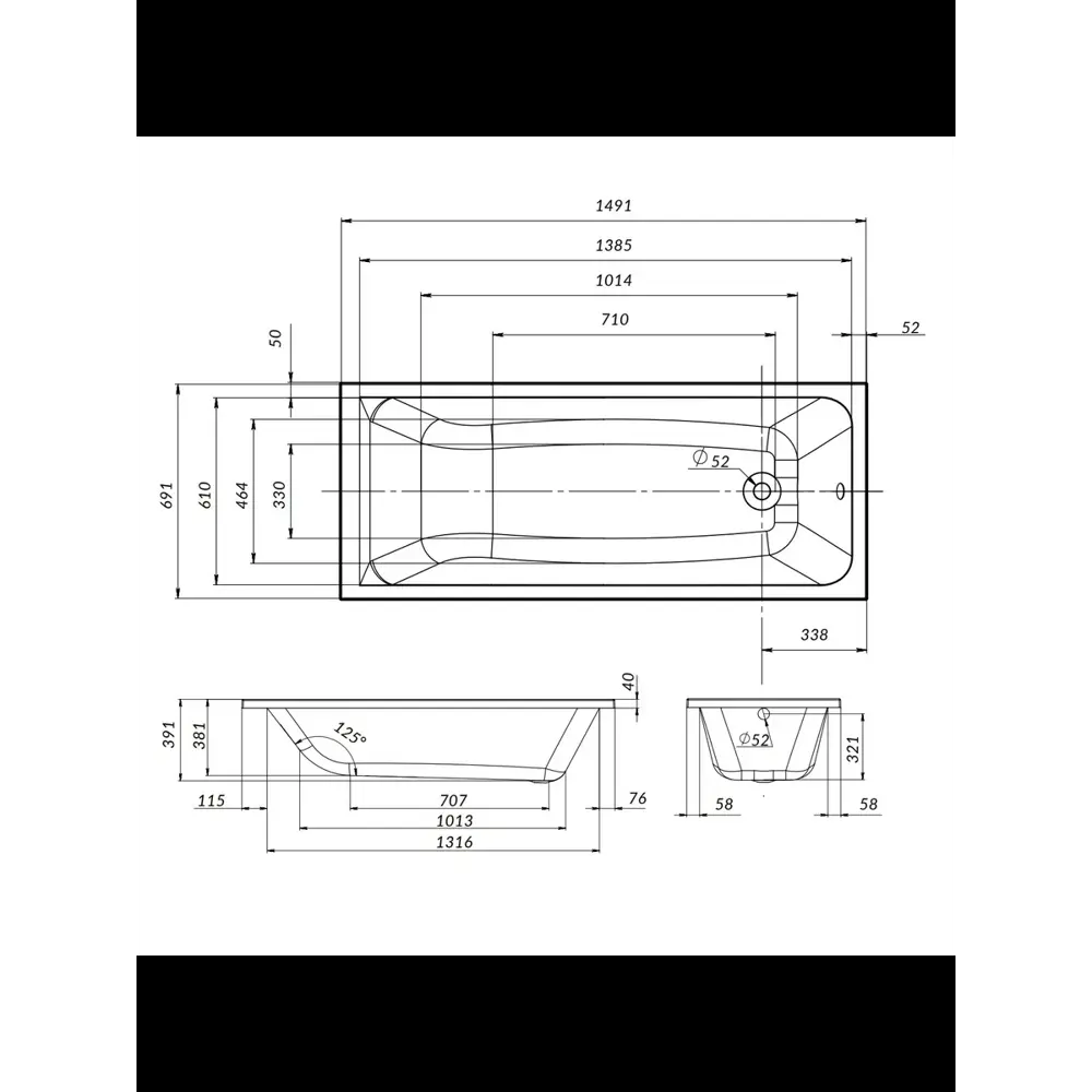 Фото 10 Ванна Am.pm Hit WBHTA-150-070W-A1ROFI 150x70 см с каркасом и слив-переливом цвет белый