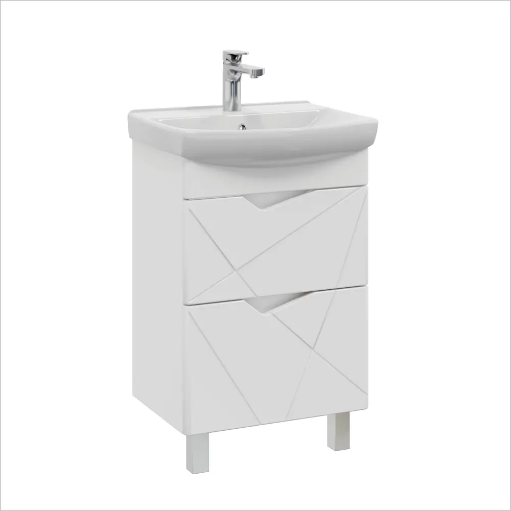 Фото 5 Тумба под раковину RUVANN YUTON 50 в ванную напольная цвет белый