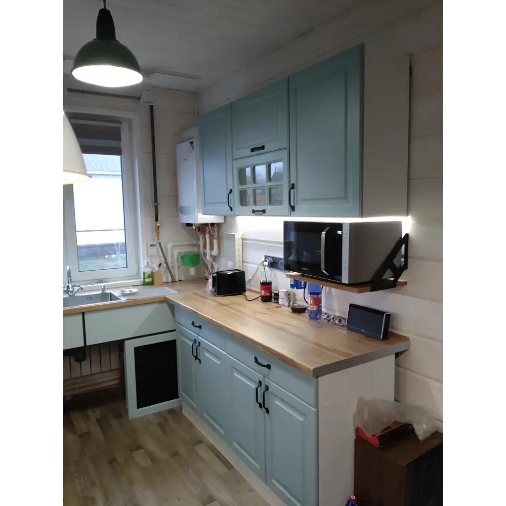 Фото 11 Напольный шкаф с 1 ящиком Bvmebel Romeo 60x82x47 см ЛДСП цвет голубая лагуна/белый