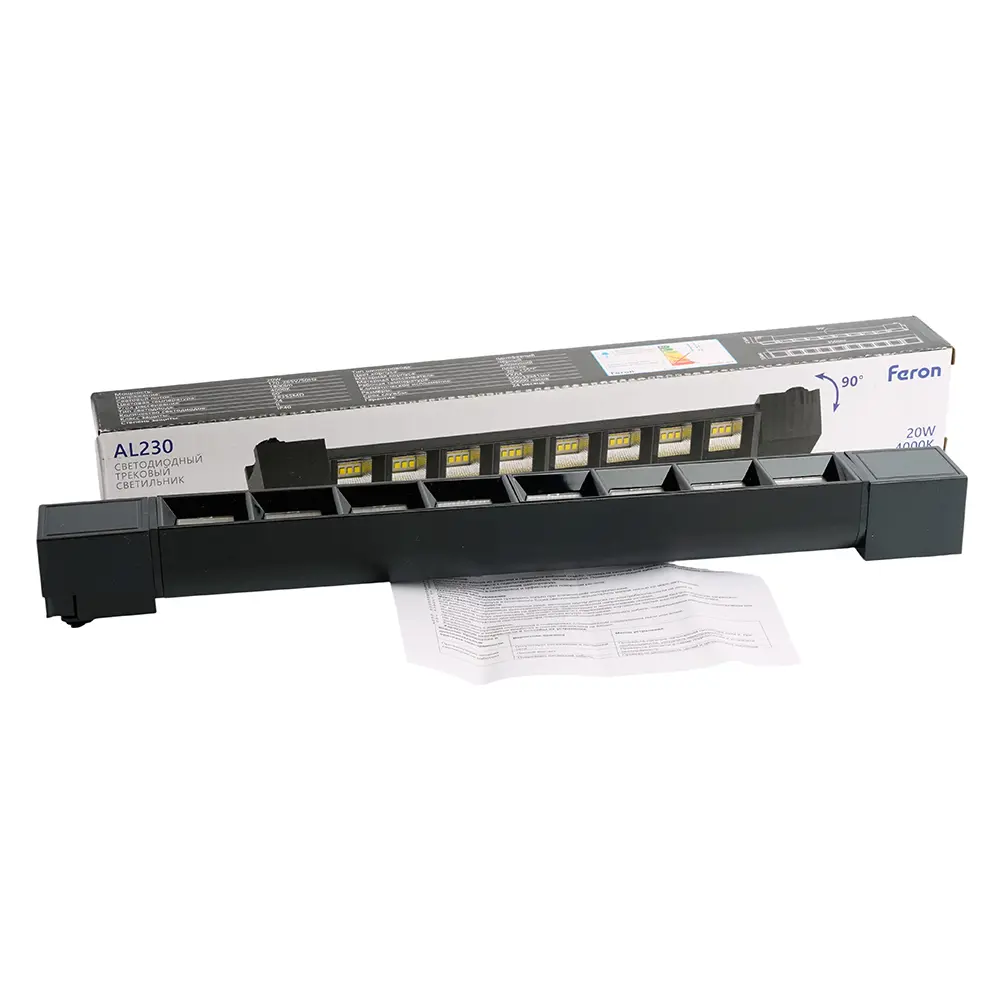 Фото 12 Светодиодный светильник Feron AL230 трековый однофазный на шинопровод 20W 4000K 60 градусов черный серия LensFold 51860 Фото 12 Светодиодный светильник Feron AL230 трековый однофазный на шинопровод 20W 4000K 60 градусов черный серия LensFold 51860