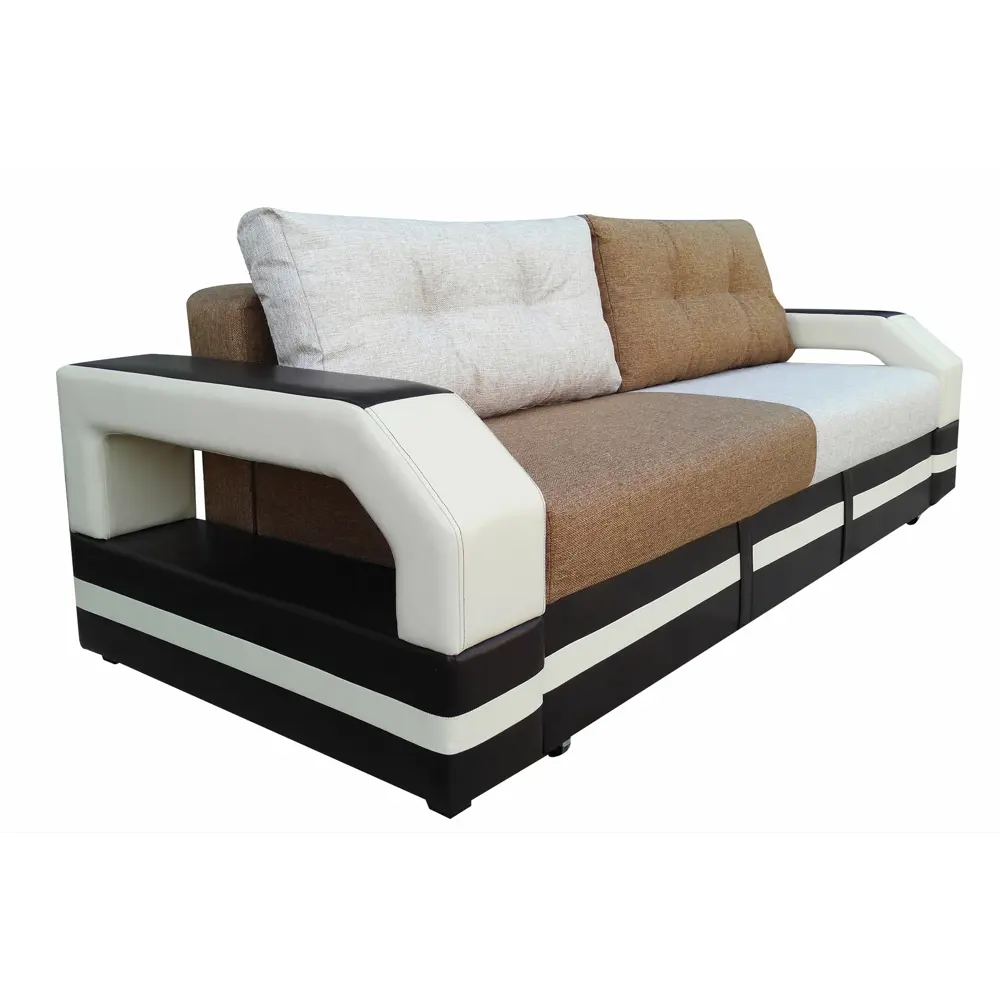 Фото 2 Диван раскладной Meblines Манчестер с подсветкой 240x85x109 см рогожка/экокожа цвет разноцветный/коричневый Фото 2 Диван раскладной Meblines Манчестер с подсветкой 240x85x109 см рогожка/экокожа цвет разноцветный/коричневый