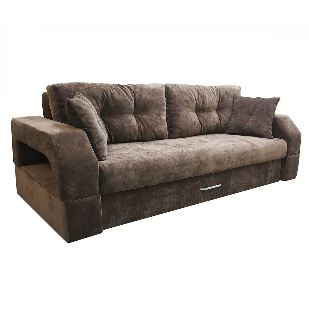 Фото 3 Диван раскладной Meblines Манчестер с подсветкой 06 240x85x109 см велюр цвет коричневый