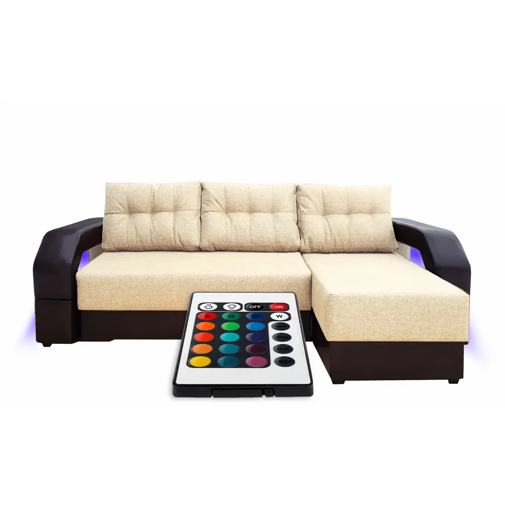 Фото 2 Диван раскладной Meblines Манчестер угловой с подсветкой 250x85x157 см рогожка цвет коричневый Фото 2 Диван раскладной Meblines Манчестер угловой с подсветкой 250x85x157 см рогожка цвет коричневый