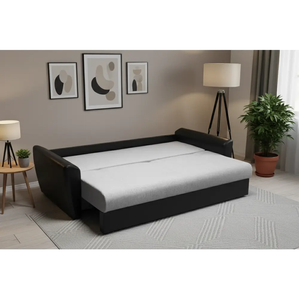 Фото 3 Диван раскладной Meblines Амстердам 235x100x110 см рогожка цвет серый/черный Фото 3 Диван раскладной Meblines Амстердам 235x100x110 см рогожка цвет серый/черный