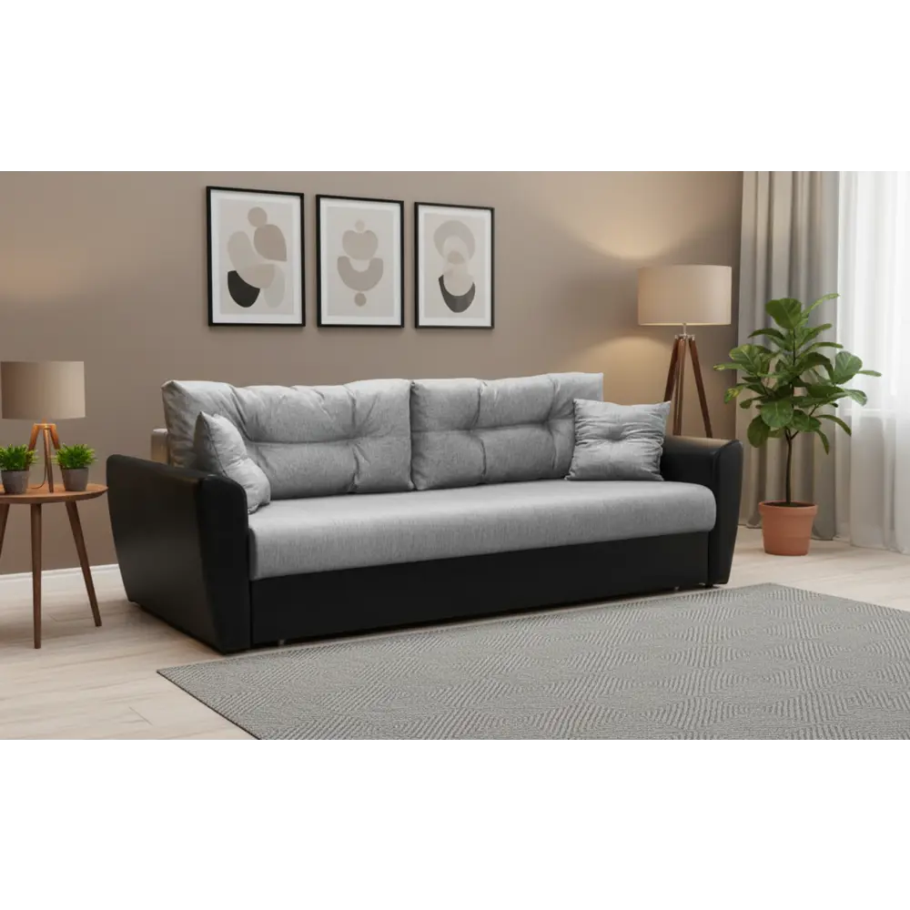 Фото 2 Диван раскладной Meblines Амстердам 235x100x110 см рогожка цвет серый/черный Фото 2 Диван раскладной Meblines Амстердам 235x100x110 см рогожка цвет серый/черный